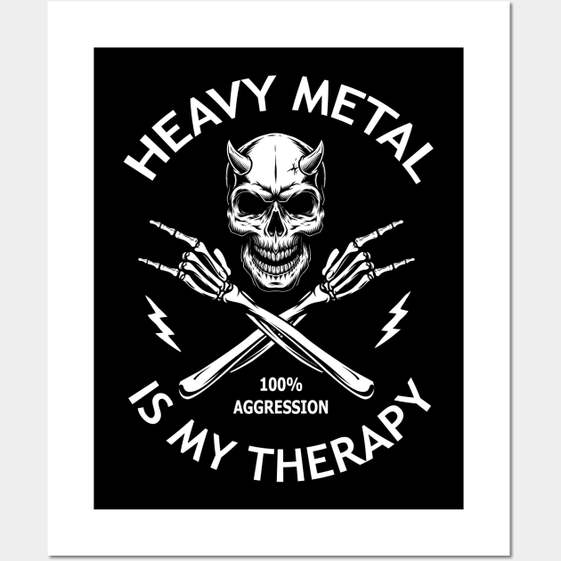 Heavy Metal Is My Therapy Cool Saying Wall Art by Hallowed Be They Merch